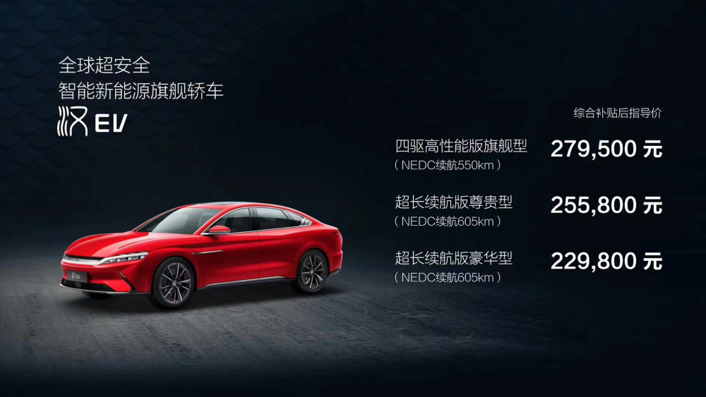 比亚迪汉L上市 20.98万起 3.9秒破百 最高车速305km/h 1000V平台