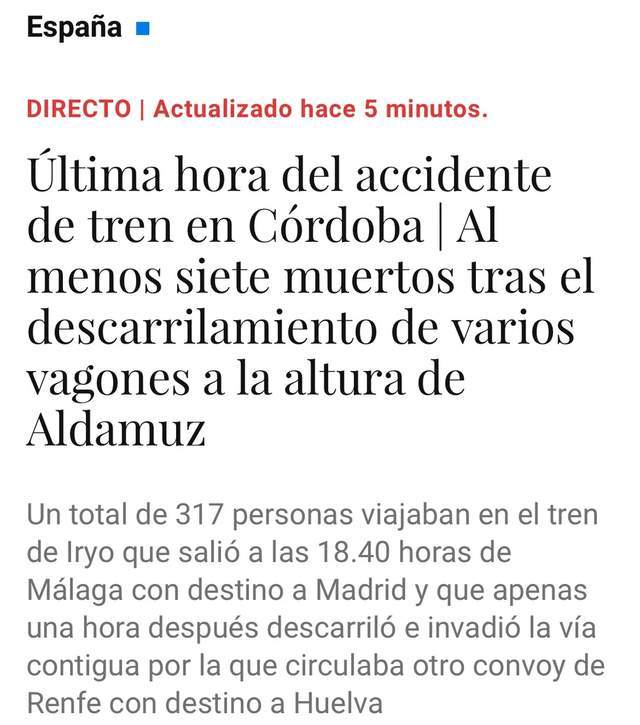 西班牙高铁事故调查报告公布：列车脱轨前车轨已断裂